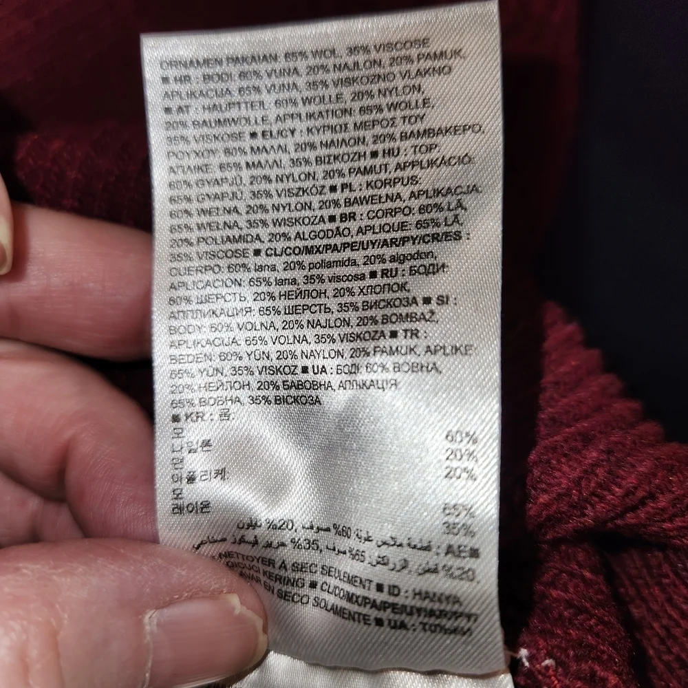 Banana Republic Burgundy Crew Neck Sweater Size M Wool Italian Yarn Elbow Patch